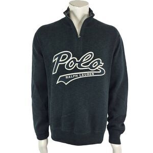 Polo Ralph Lauren mens sz XXL classic 1/4 mock neck sweater stitch on logo gray
